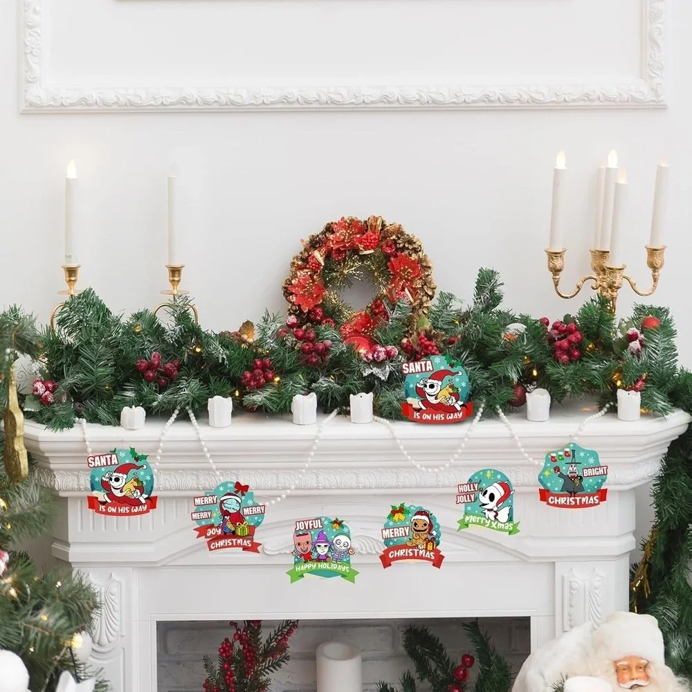 18 Pcs‎ Christmas Tree Decorations Christmas Jack Sally Wooden Hanging Ornaments